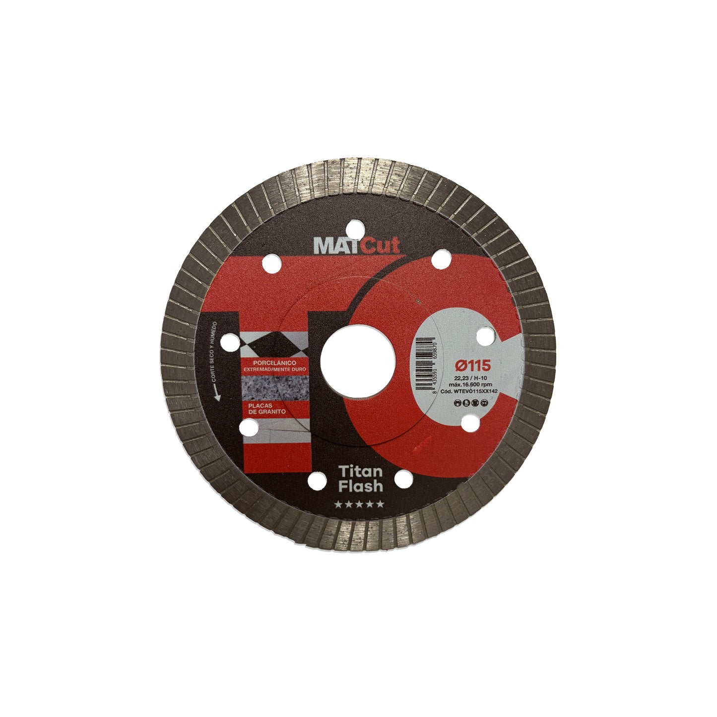 Disco de diamante para porcelanico duro Titan Flash MATcut 115 mm Mussol