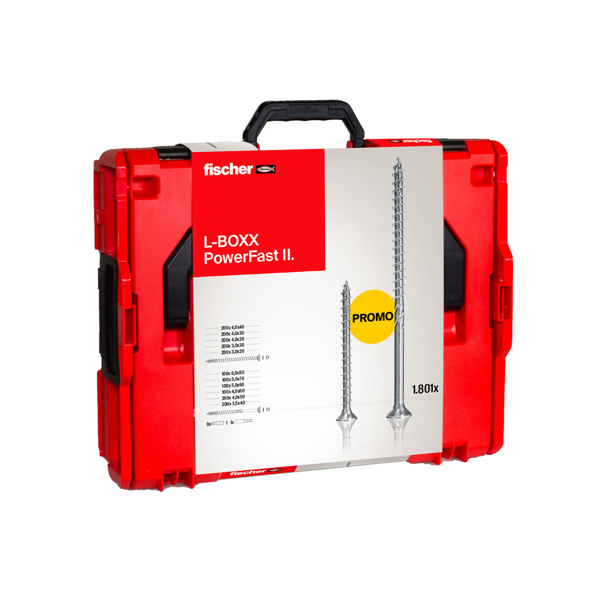 Kit PowerFast II L-BOXX 102 1.800 parafusos + conjunto ProfiBit 10 unid. Fischer