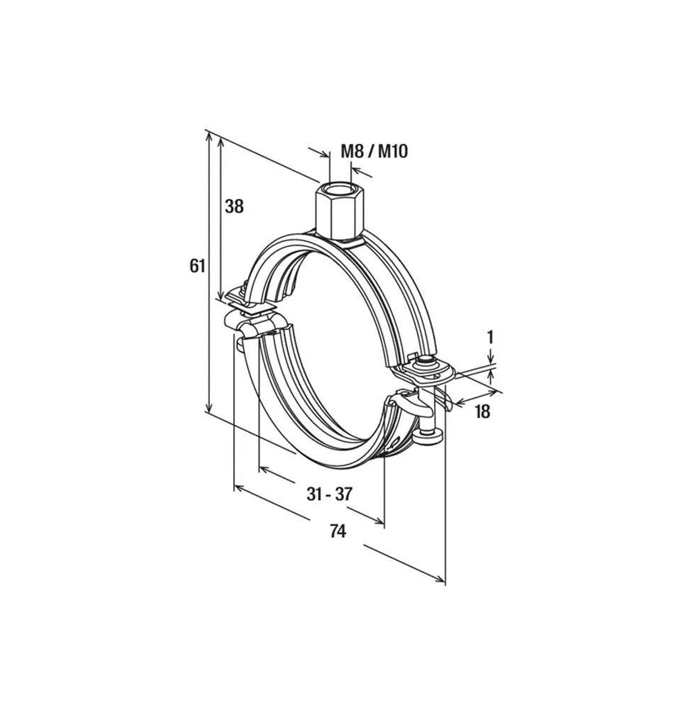 Abrazadera para tuberías FRS-L 31-37 M8/M10 Universal Fischer