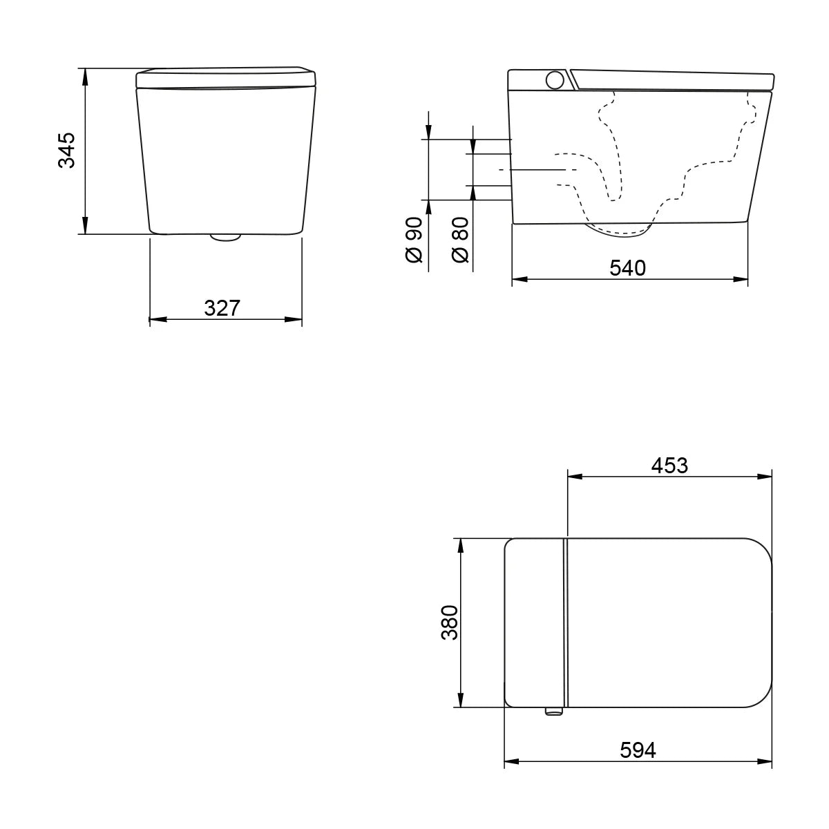 Sanita japonesa Mizubath com limpeza inteligente Mizubath Island Wall-Hung Branco