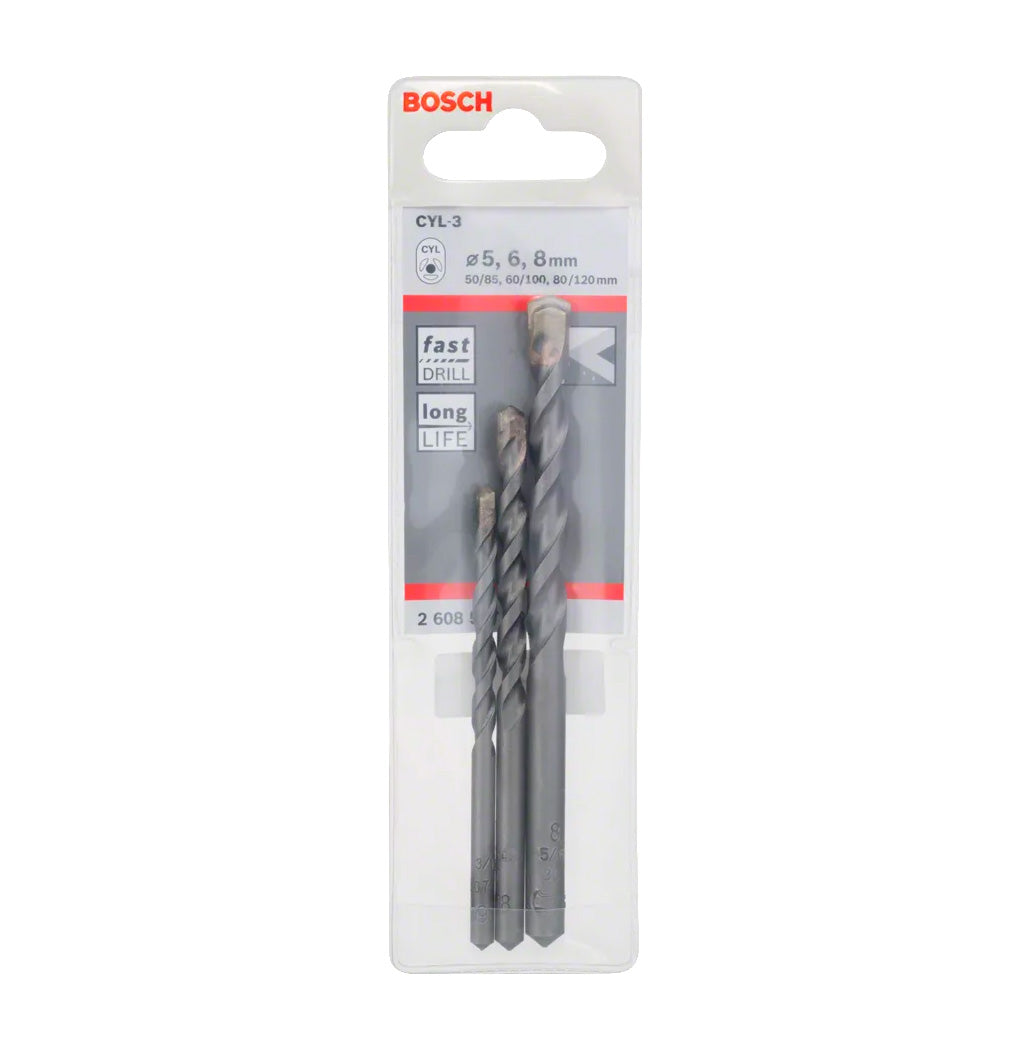 Conjunto de 3 brocas para betão CYL-3 5/6/8mm Bosch