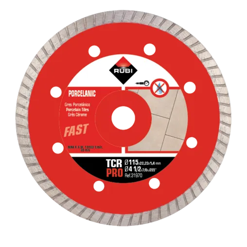 Disco diamantado Grés de porcelana Turbo -TCR 115mm PRO Rubi
