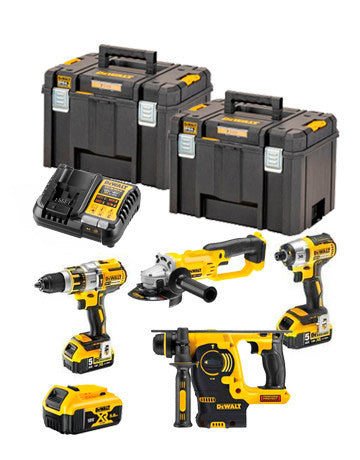 Conjunto Dewalt DCK483P3T - DCH253 + DCD996 + DCF887 + DCG412 + 3 bastões 5,0Ah + DCB1104 + 2 TSTAK VI