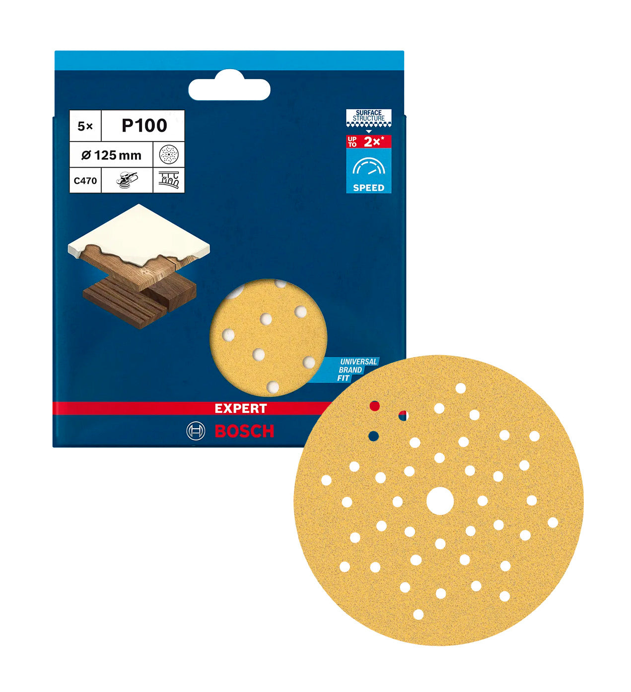 Hoja de lija Expert C470 125mm multiperforado para lijadoras excéntricas 5uds Bosch