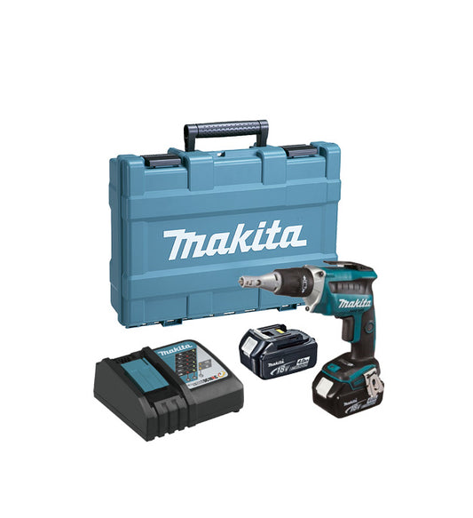Chave de fenda para parede de gesso cartonado Makita 18V 2 bat. 4.0Ah e maleta DFS452RME