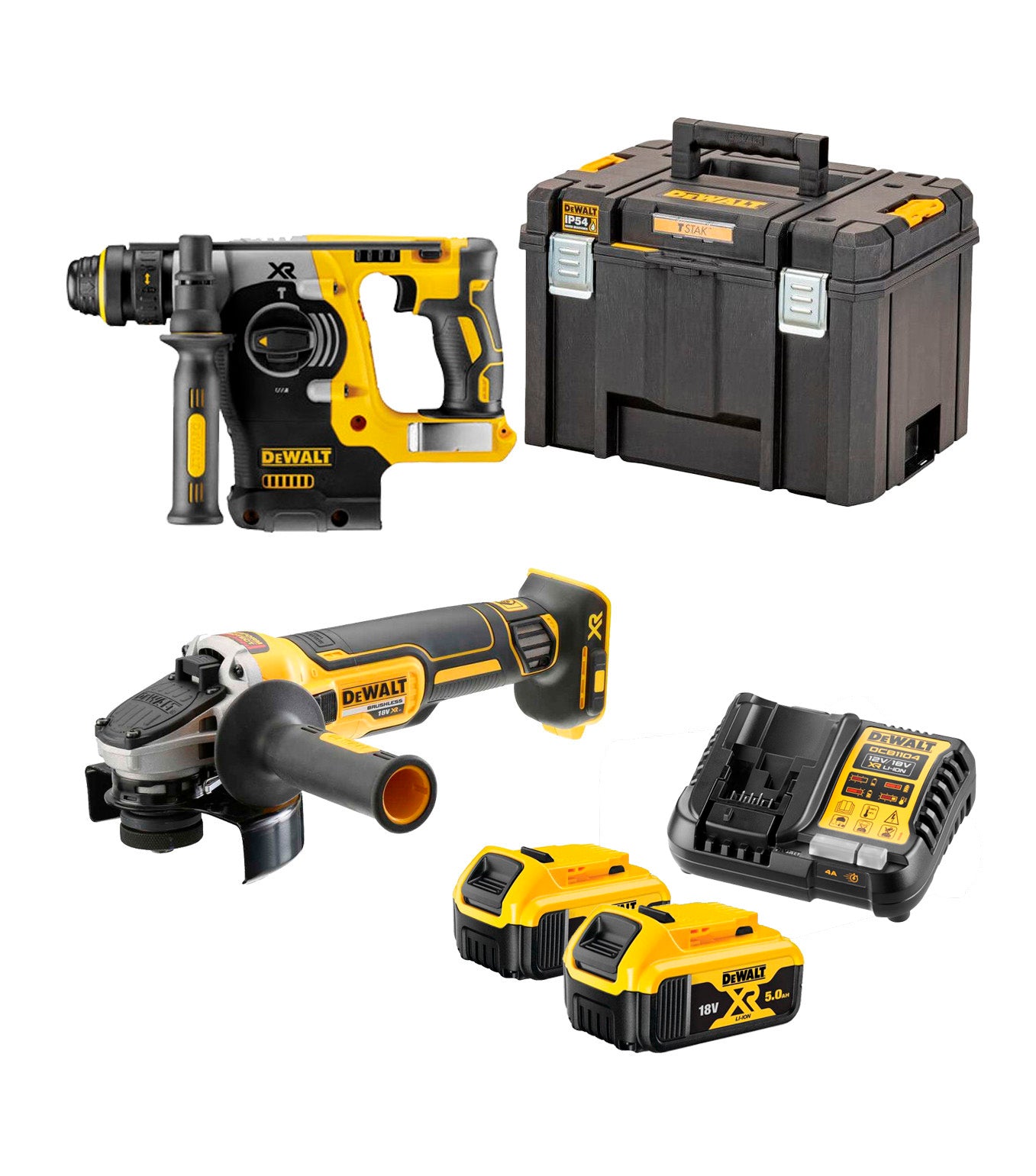 Kit 3 ferramentas XR 18V+ 2bat 5Ah + carregador + caixa TSTAK Dewalt DCK355P2T