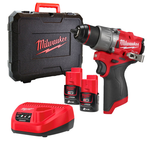Berbequim de martelo M12 a combustível + 2bat 2Ah + carregador + mala de transporte Milwaukee M12 FPD2-202X