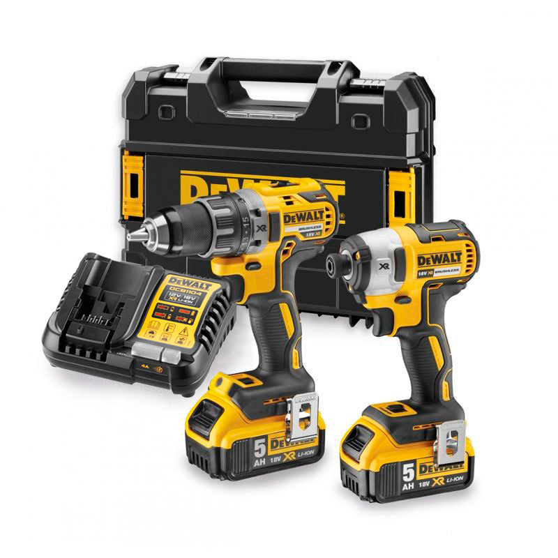 Kit Dewalt DCD791 Broca + Driver de Impacto DCF887 + 2bat 5.0Ah + Carregador + TSTAK II DCK268P2T