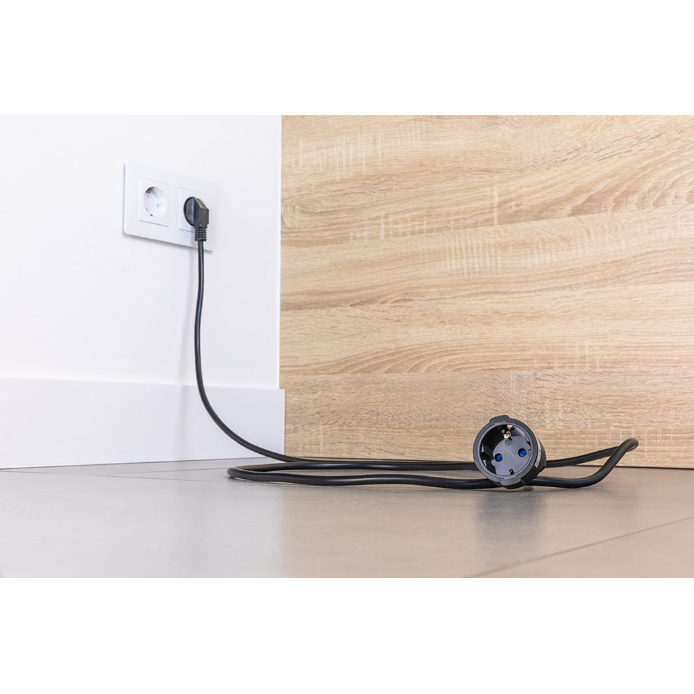 Extensão com 1 tomada 2P+T 16A 250V~ e 5 m de cabo H05VV-F 3G1,5mm² Preto EDM