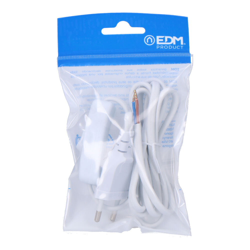 Ligação com interruptor 3A 1,5 m 2x0,75 mm cabo plano branco EDM