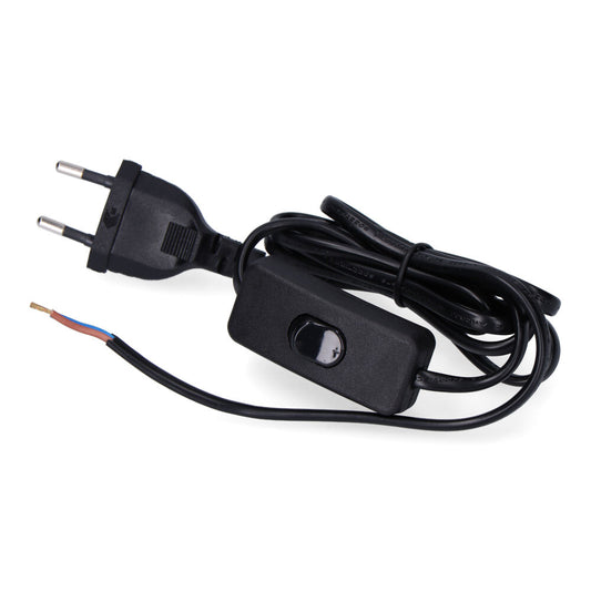 Ligação com interruptor 3A 1,5 m 2x0,75 mm cabo plano preto EDM