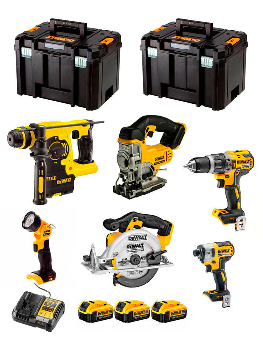 Kit Dewalt com 6 ferramentas + 3bat 5Ah + carregador + 2xTSTAK VI DCK653P3