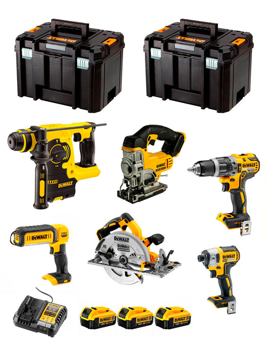 Kit Dewalt com 6 ferramentas + 3bat 5Ah + carregador + 2xTSTAK VI DCK673P3