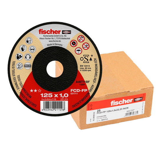 Caixa de 25 unidades disco de corte FCD-FP 125x1x22,23 Plus Fischer