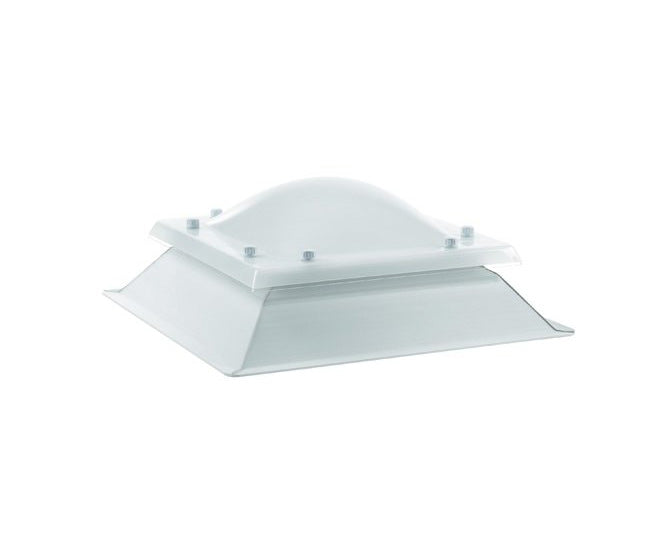Clarabóia quadrada fixa com cúpula de metacrilato bivalva + plinto de PVC de 15cm