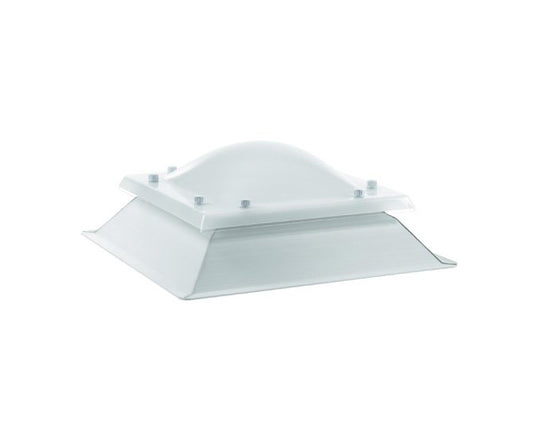 Clarabóia quadrada fixa com cúpula de metacrilato bivalva + plinto de PVC de 15cm