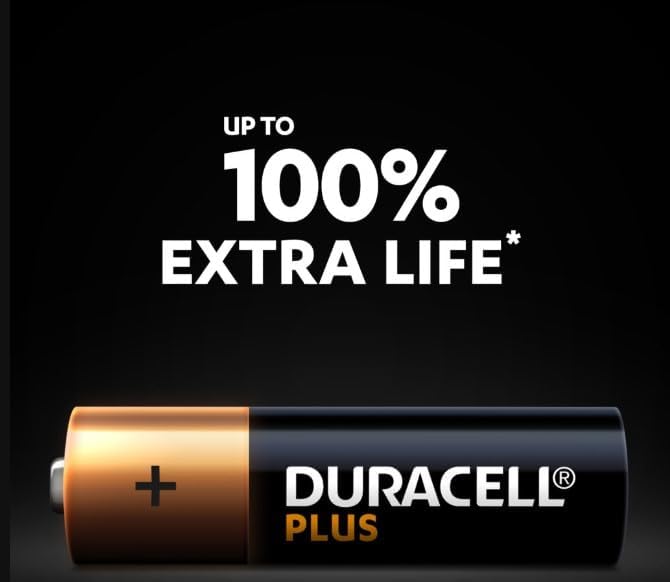 Embalagem com 4 pilhas alcalinas Duracell Plus Power AAA