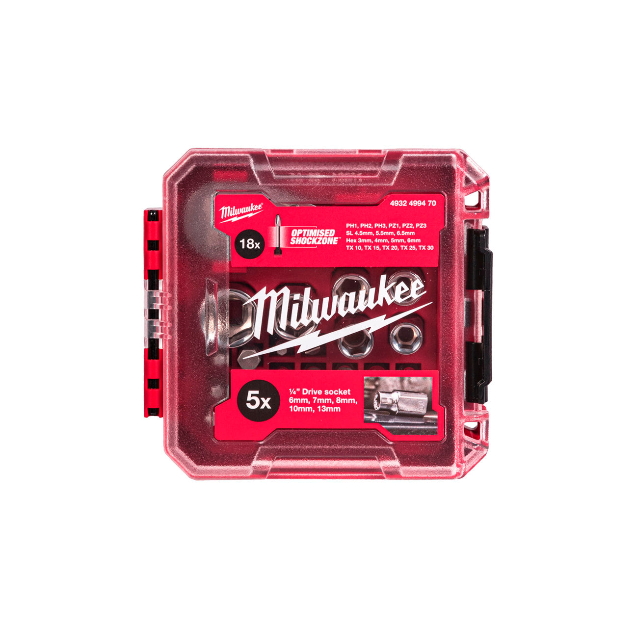Conjunto de 25 peças, catraca compacta 1/4″ e pontas Milwaukee 4932499470