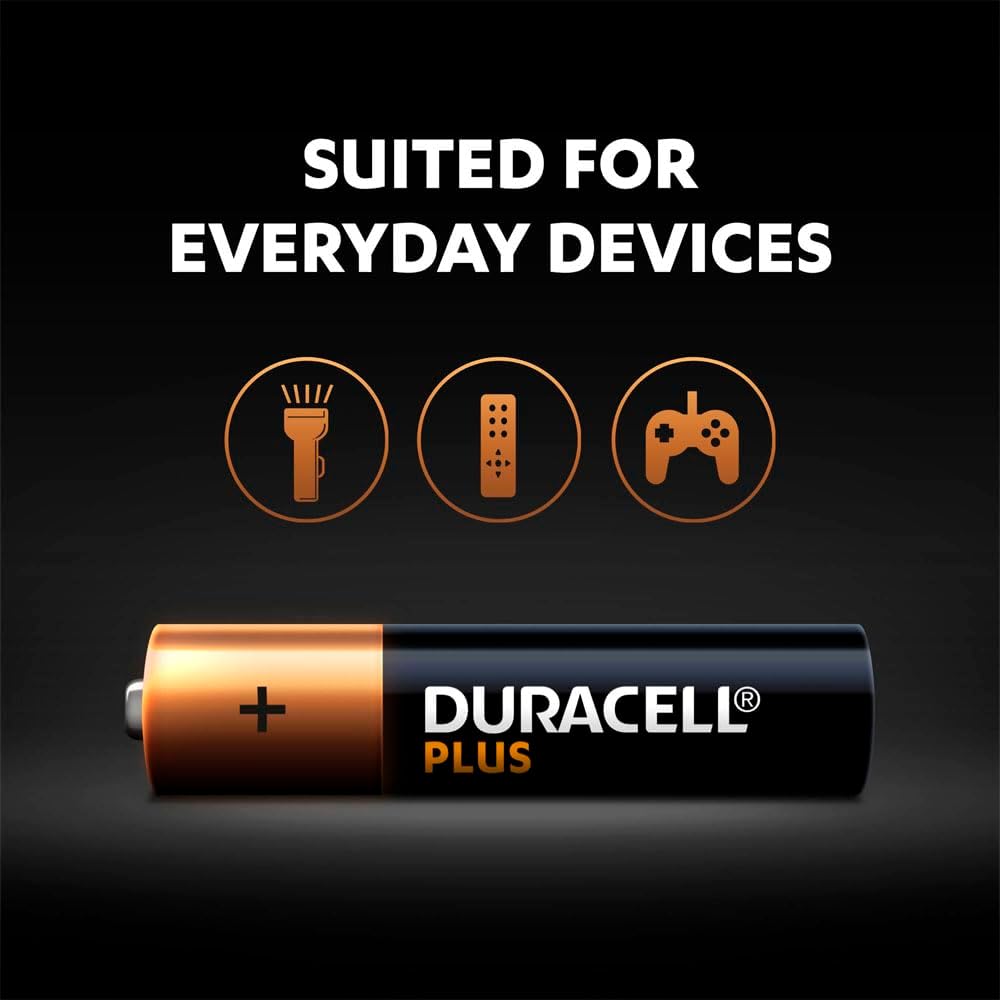 Embalagem com 4 pilhas alcalinas Duracell Plus Power AAA