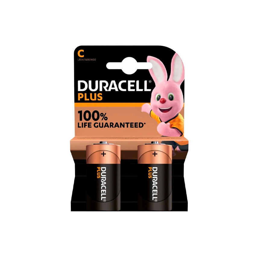 Embalagem com 2 pilhas alcalinas Duracell Plus Power C