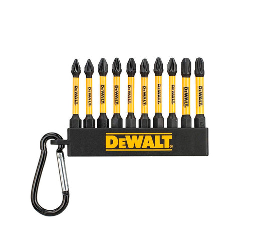 Conjunto de 10 pontas FLEXTORQ de 57 mm PZ2 e PH2 com mosquetão Dewalt DT7274