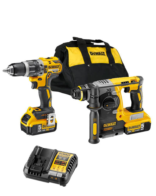 Conjunto Dewalt DCK289P2 18V XR - Martelo Electropneumático + Berbequim + Bolsa + 2 Baterias LI-ION 5.0Ah