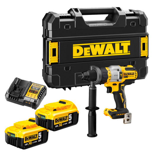 Berbequim de impacto sem escovas de 18V 95Nm com 2 baterias de 5Ah e caixa Dewalt DCD999P2