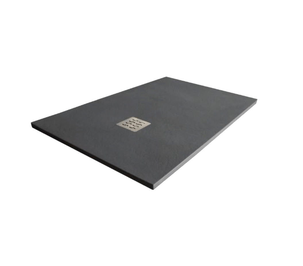 Bandeja de chuveiro Premium textura de ardósia natural com drenagem 70x100cm