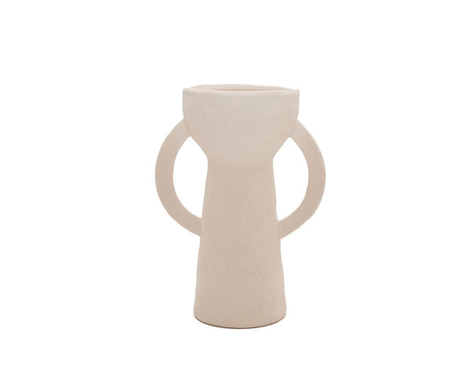 Vaso decorativo Dulia em grés branco, 28 cm, Andrea House