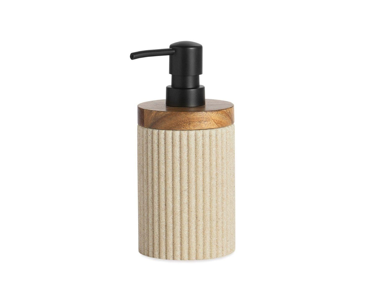 Dispensador de banho Bege Poliresina e Madeira de Acácia Ø8×18 cm Andrea House