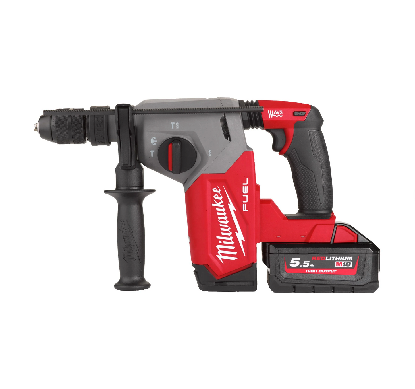 Martelo combinado SDS-Plus de 26 mm com Fixtec 2.5J + 2bat 5.5Ah + Carregador + Estojo Milwaukee M18 FHX-552X