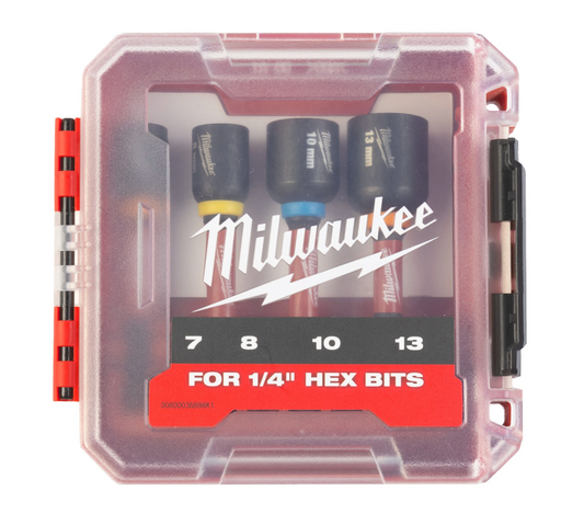 Estojo com 4 copos com eixo hexagonal de 1/4 Impacto Duty Milwaukee