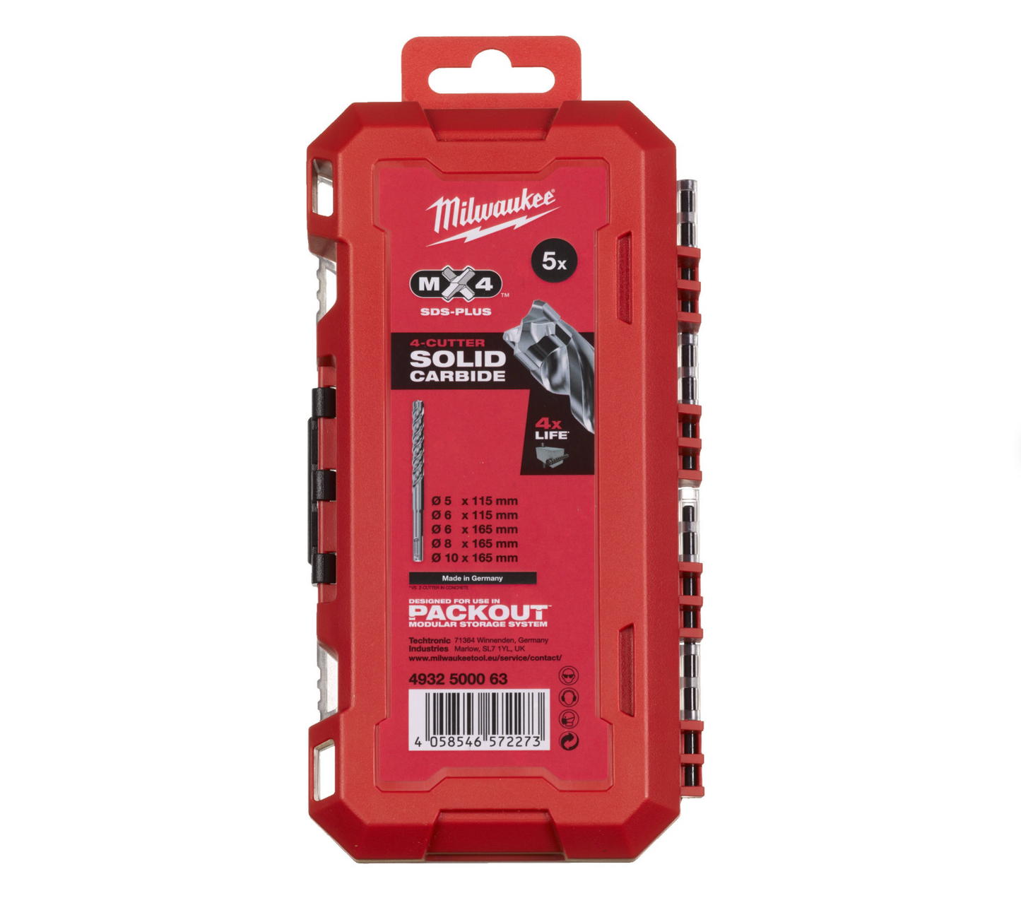 Caixa com 5 brocas SDS-PLUS MX4 Milwaukee