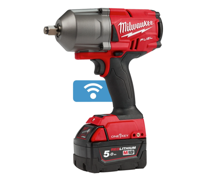 Chave de impacto M18 FUEL ONE-KEY 1/2" + 2 baterias de 5Ah + carregador + mala Milwaukee M18 ONEFHIWF12-502X