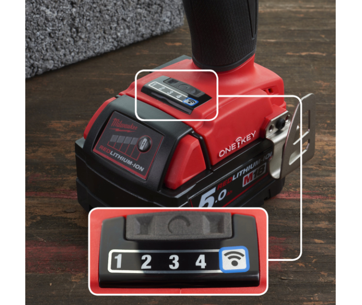 Chave de impacto M18 FUEL ONE-KEY 1/2" + 2 baterias de 5Ah + carregador + mala Milwaukee M18 ONEFHIWF12-502X