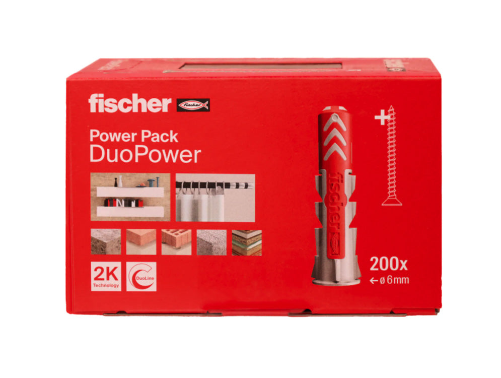 Caixa Taco Duopower 6x30 + Parafuso PowerFast II 4,5x40 Fischer 200 unid.