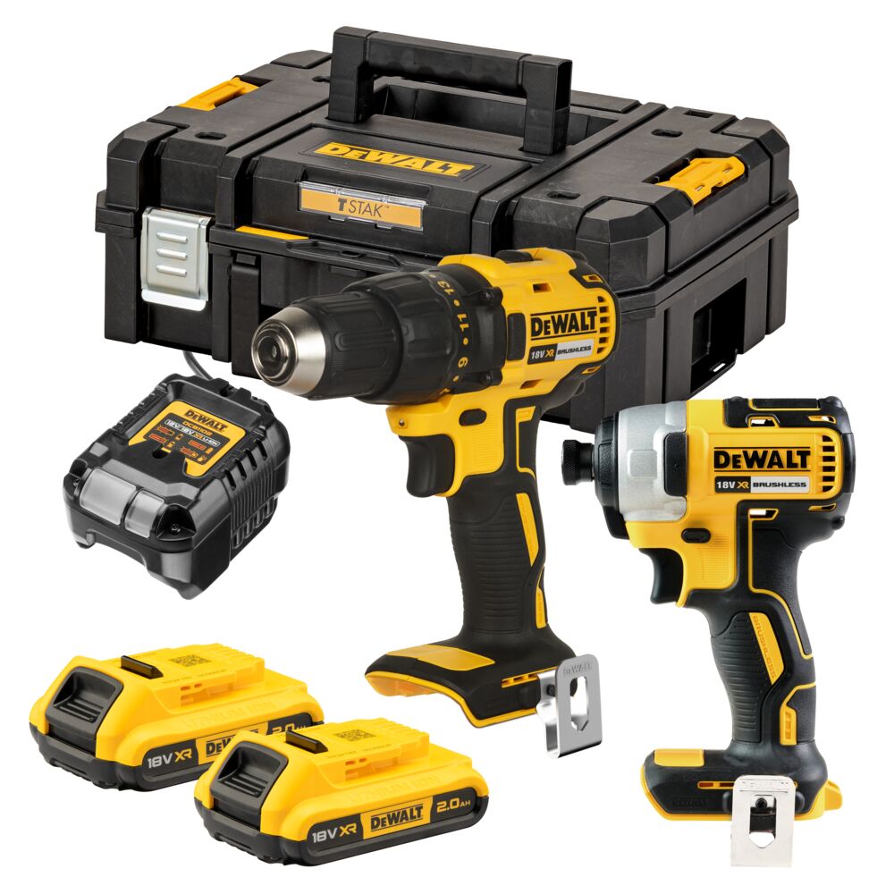 Kit de berbequim aparafusador DCD777 + aparafusadora de impacto DCF787 XR 18 V + 2 baterias de 2 Ah + carregador + mala Dewalt DCK2059D2T