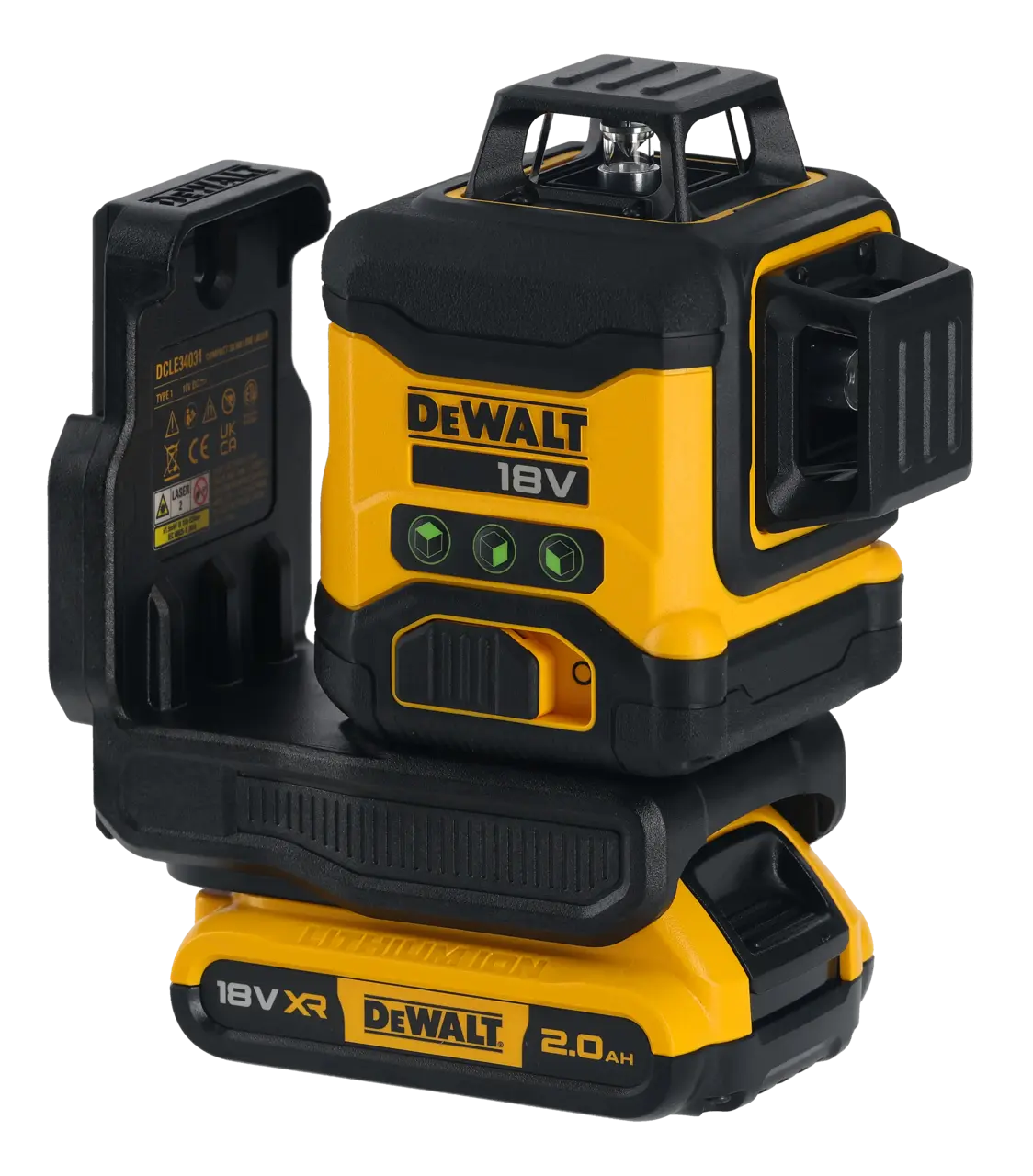 Kit de nível laser VERDE de 3 linhas 360° XR 18 V + berbequim com percussão XR 18 V + 2 baterias de 2 Ah + carregador + mala Dewalt DCLE34031N