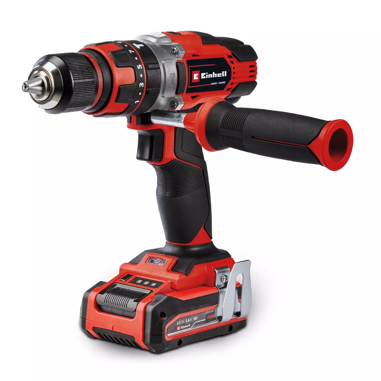 Set 18V Taladro + Martillo perforador + Amoladora + 2bat 3.0Ah + Cargador Einhell TE-TK 18/3 Li +2 (CD+AG+HD)
