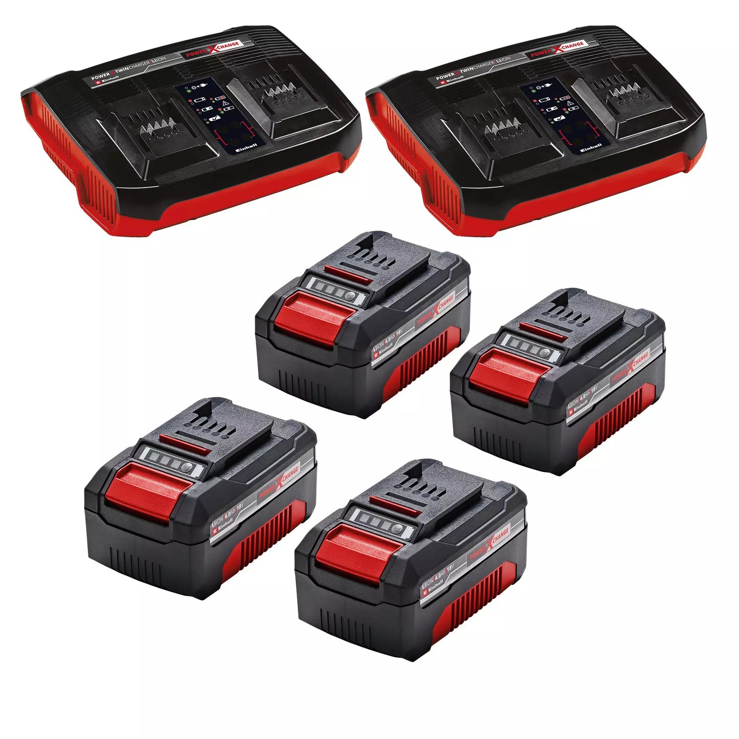 Cortador de relva a bateria com 4bat 4,0Ah + 2 carregadores duplos GP-CM 36/47 S Li BL Einhell
