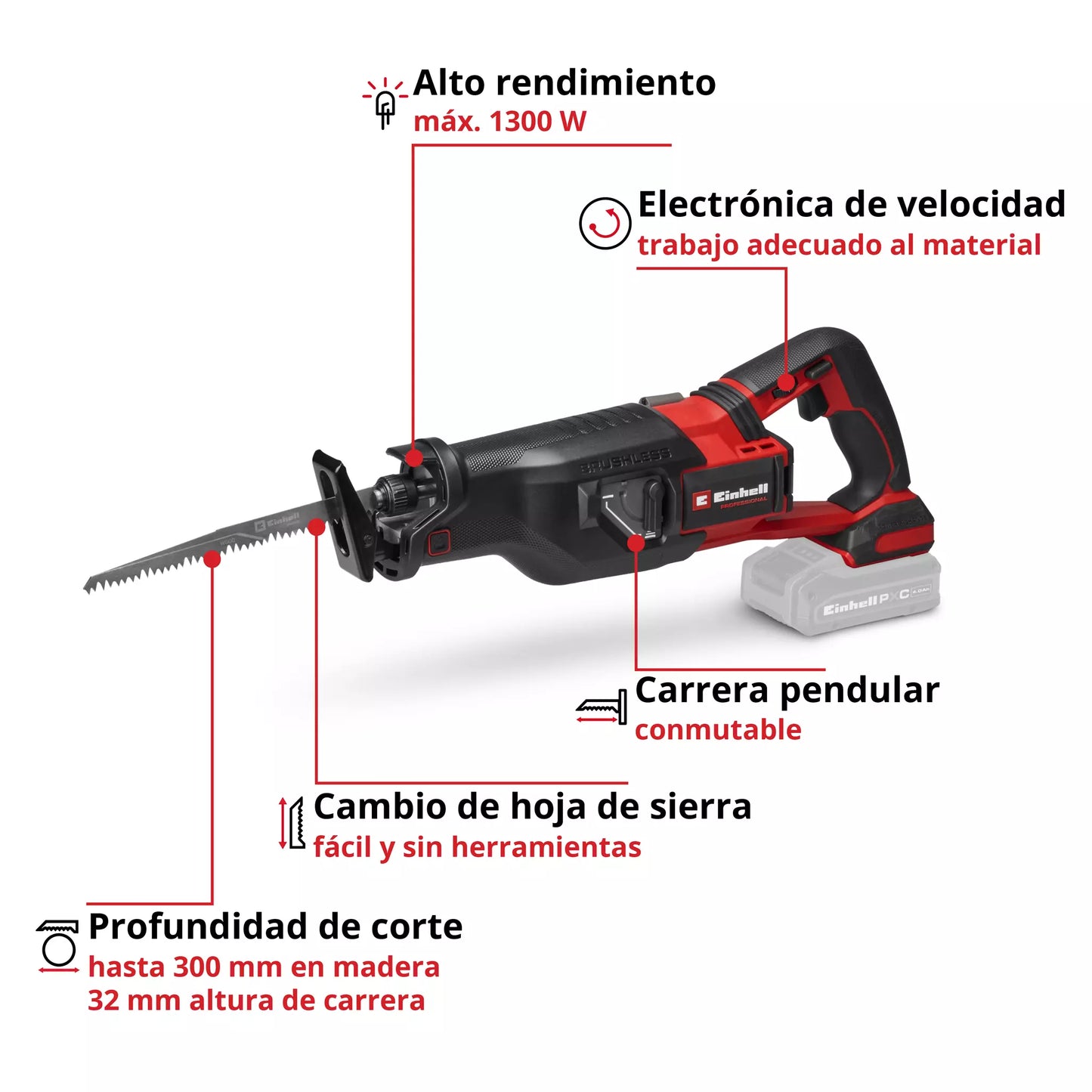 Serra sabre 18V Einhell TP-AP 18/32 Li BL – Solo