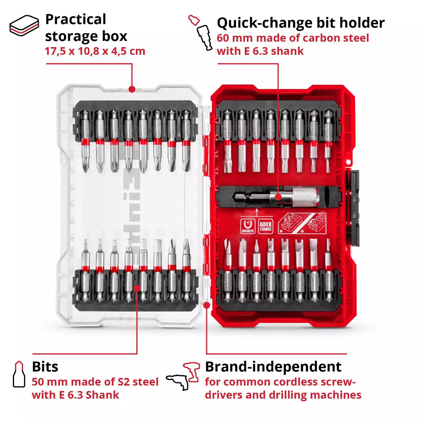 Conjunto de brocas longas Einhell M-CASE LS 33pcs 49118903