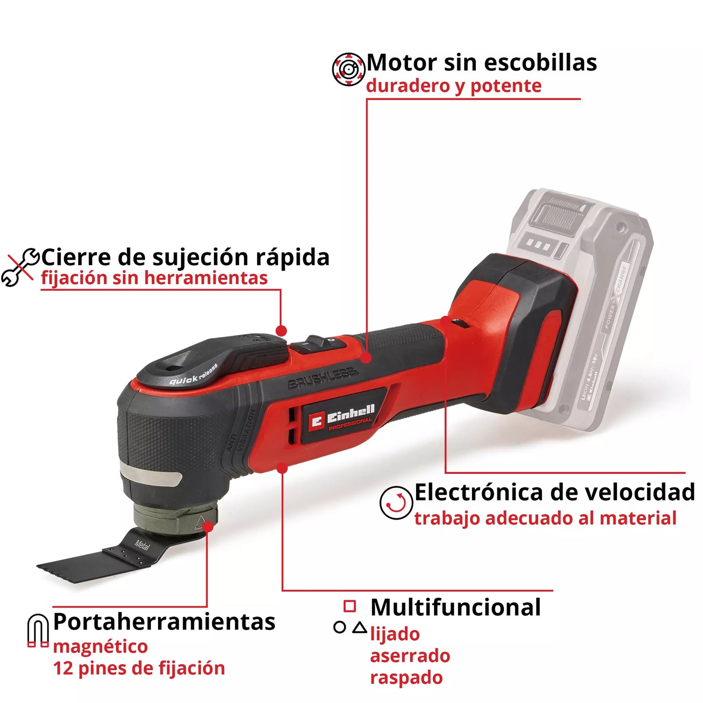 Multiferramenta 18 V 12 peças Einhell TP-MG 18 Li BL – Sem bateria