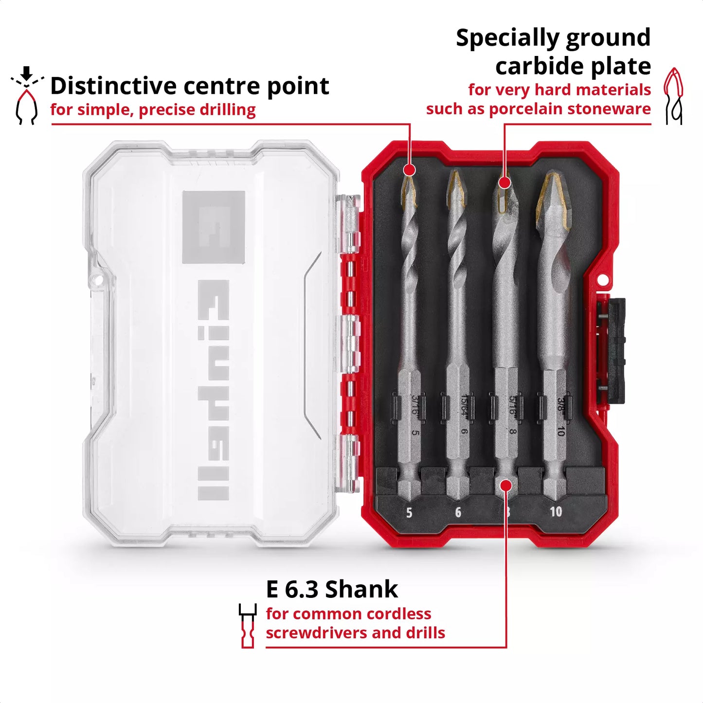 Conjunto de brocas para porcelanato Einhell 4pcs XS-CASE 49051404