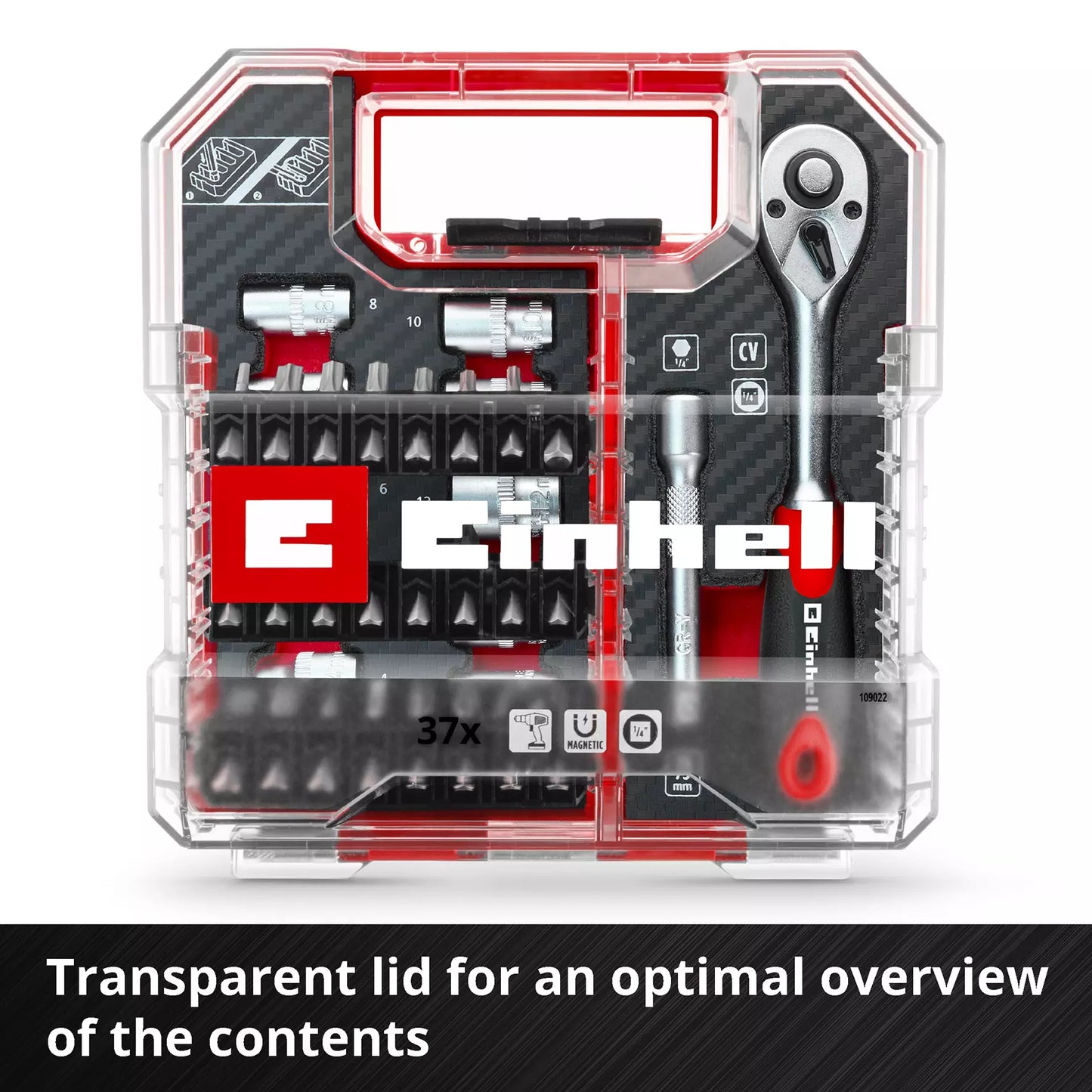 Conjunto de chaves de caixa L-CASE da Einhell L-CASE 37pcs LS 49109022