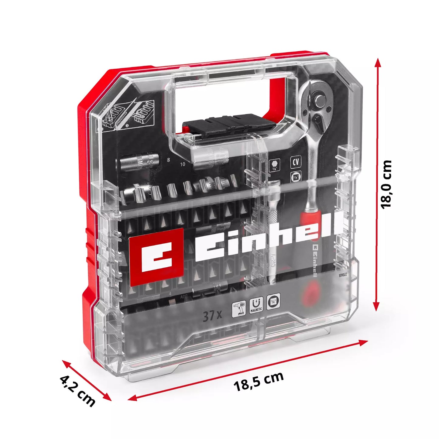 Conjunto de chaves de caixa L-CASE da Einhell L-CASE 37pcs LS 49109022