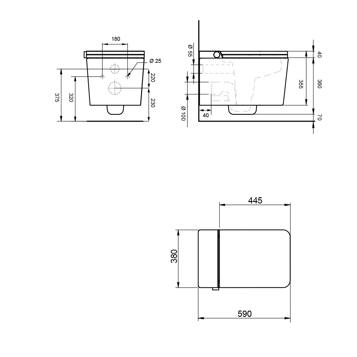 Sanita japonesa Mizubath com limpeza inteligente Mizubath Island Wall-Hung