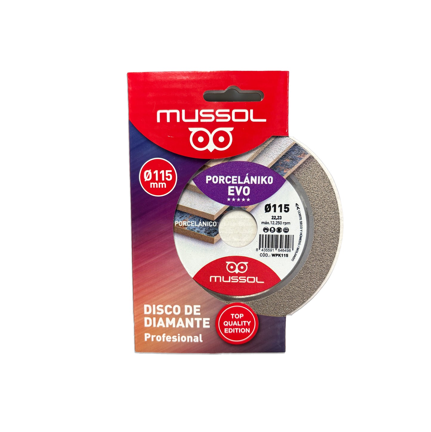 Disco diamantado porcelânico EVO 115 mm Mussol