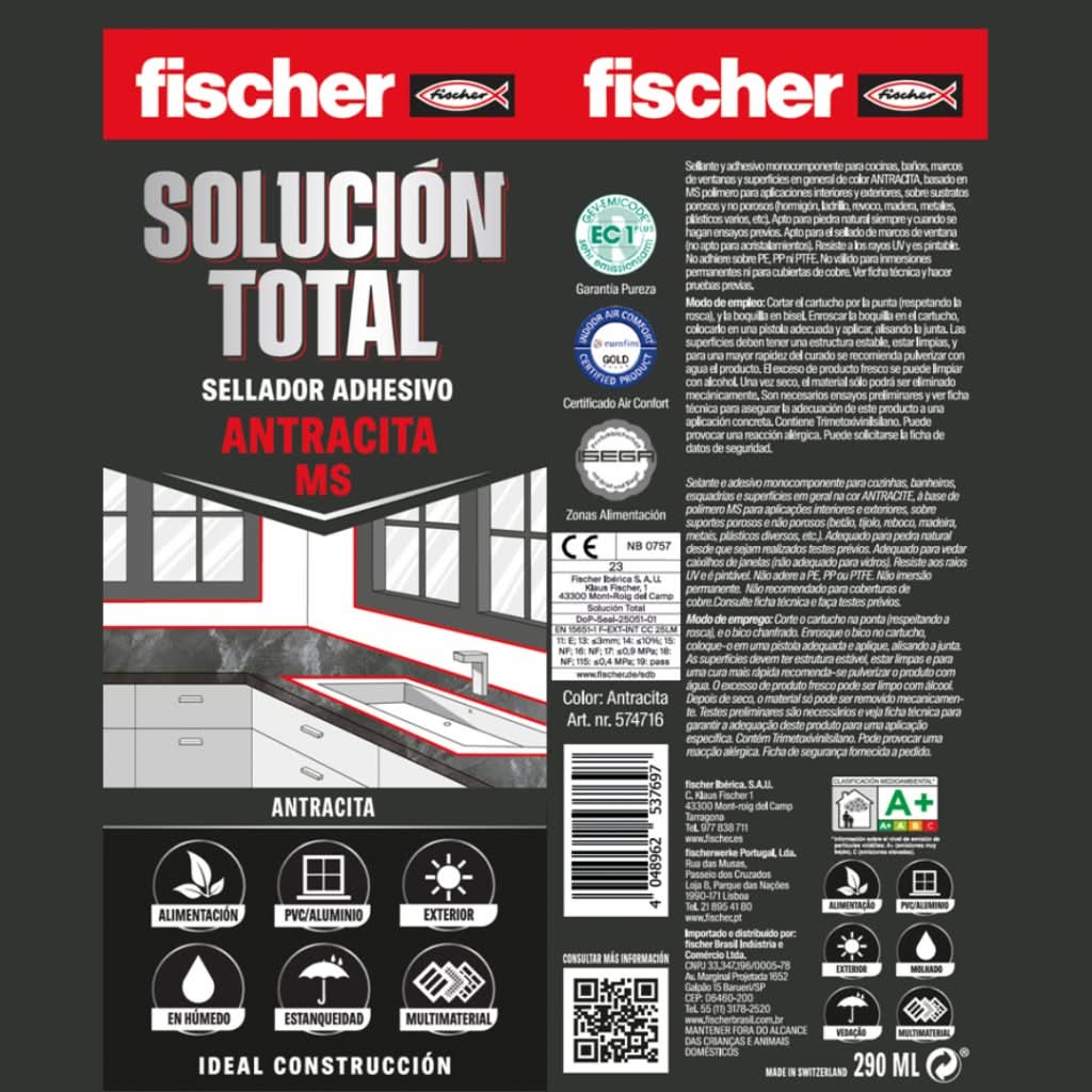 MS Adesivo Selante Cartucho Solução Total 290ml Fischer