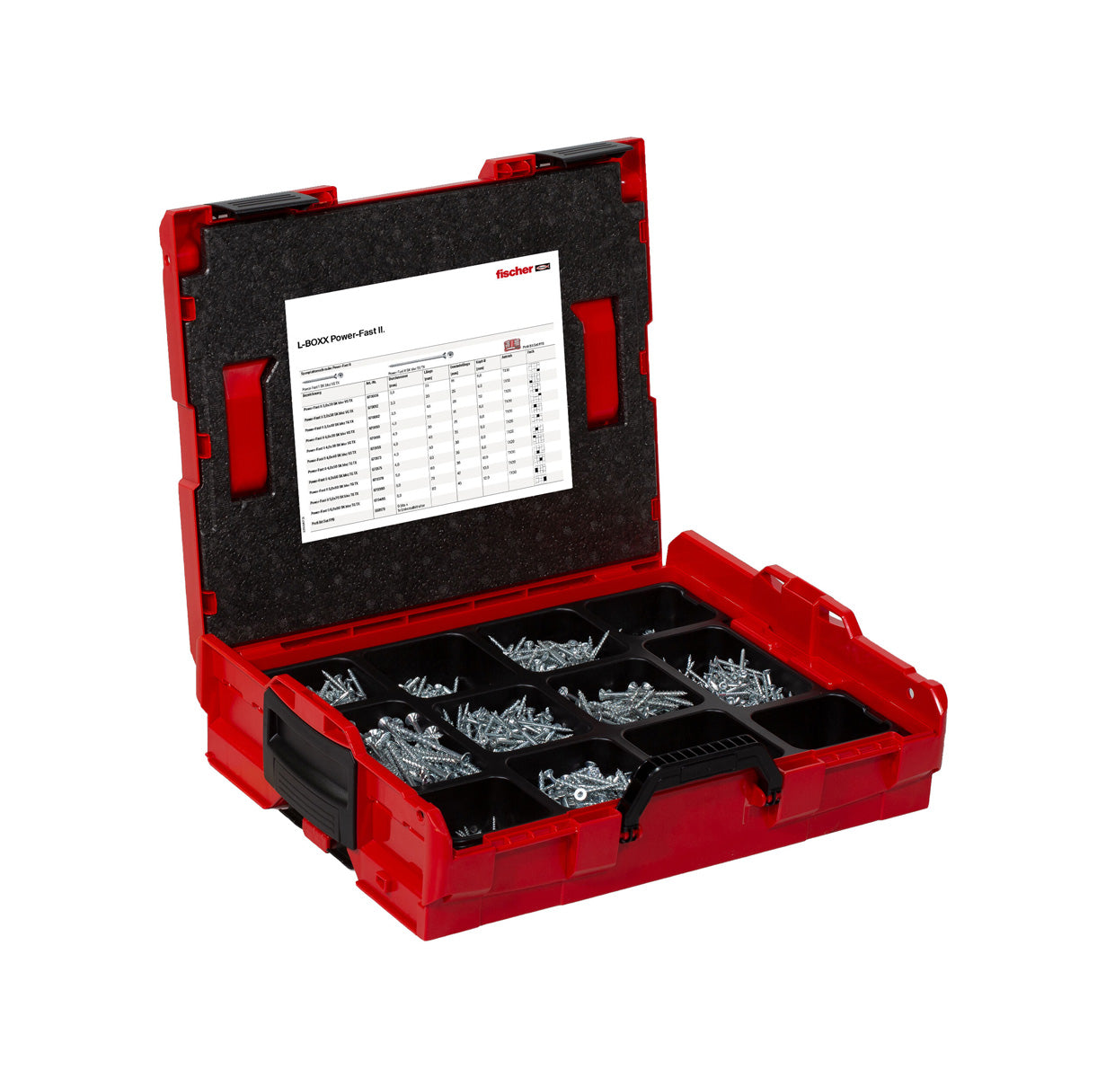 Kit PowerFast II L-BOXX 102 1.800 parafusos + conjunto ProfiBit 10 unid. Fischer